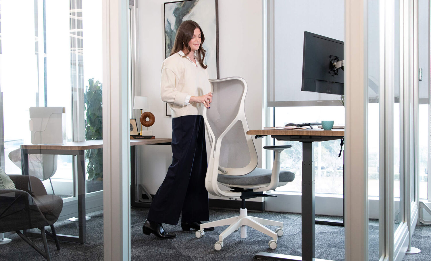 professional standing in office adjust align chair